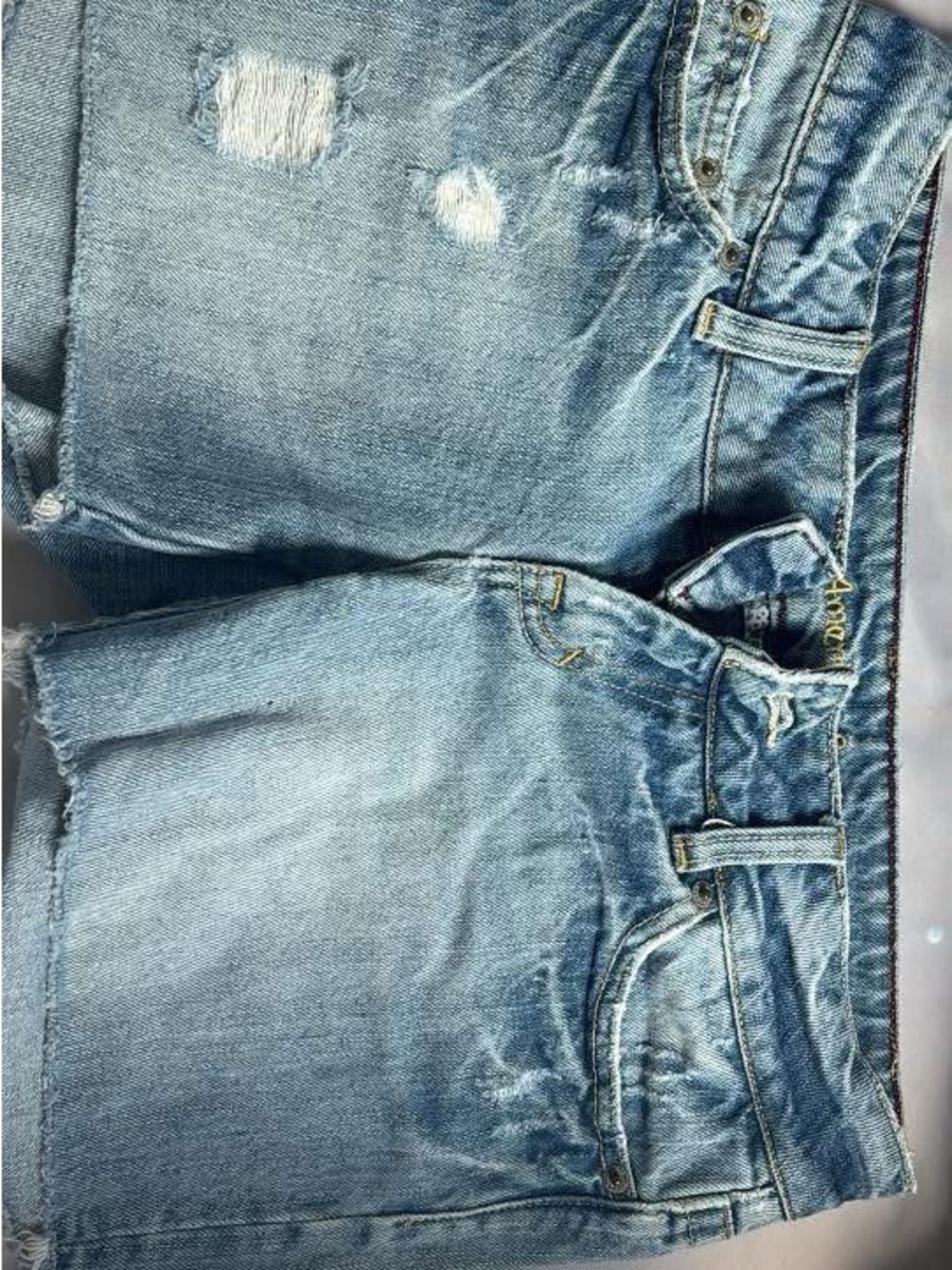 American Eagle Outfitters Light Blue Distressed Denim Shorts